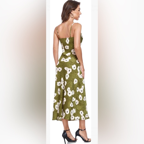 NWOT. Atnlewhi Floral Green Maxi Dress size L. - Picture 5 of 16